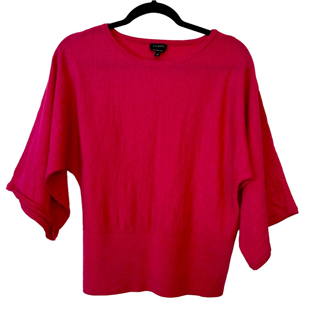Talbots Pure Merino Wool Sweater Office  Business Casual Vibes M Berry Pink